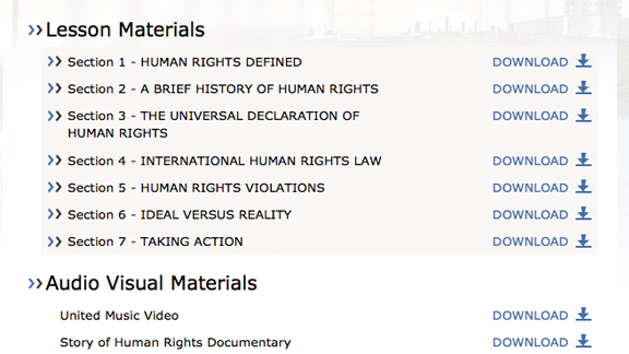 
    Tutti i video educativi, opuscoli e materiali su Uniti per i Diritti Umani, sono disponibili per essere scaricati dall’applicazione, allineati alle lezioni stesse, pronti per un’immediata consultazione.
    